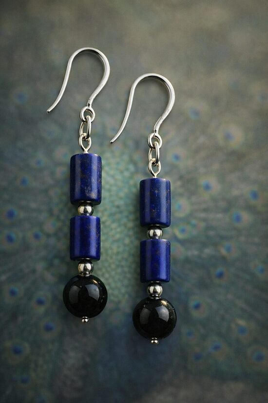 Dabīgo akmeņu auskari "Pāva Elegance"